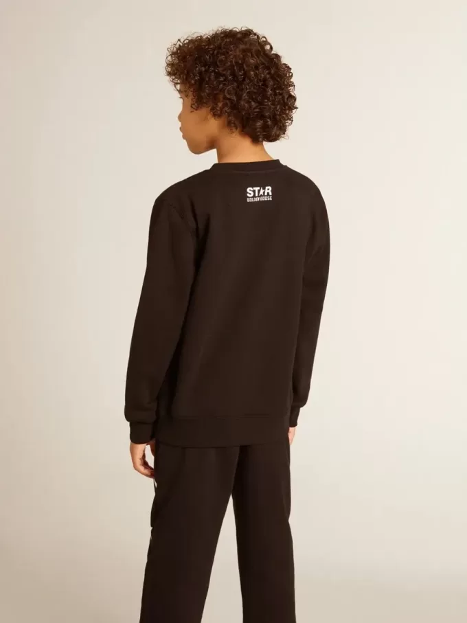 Sudadera negra para niño con una estrella maxi blanca en la parte delantera