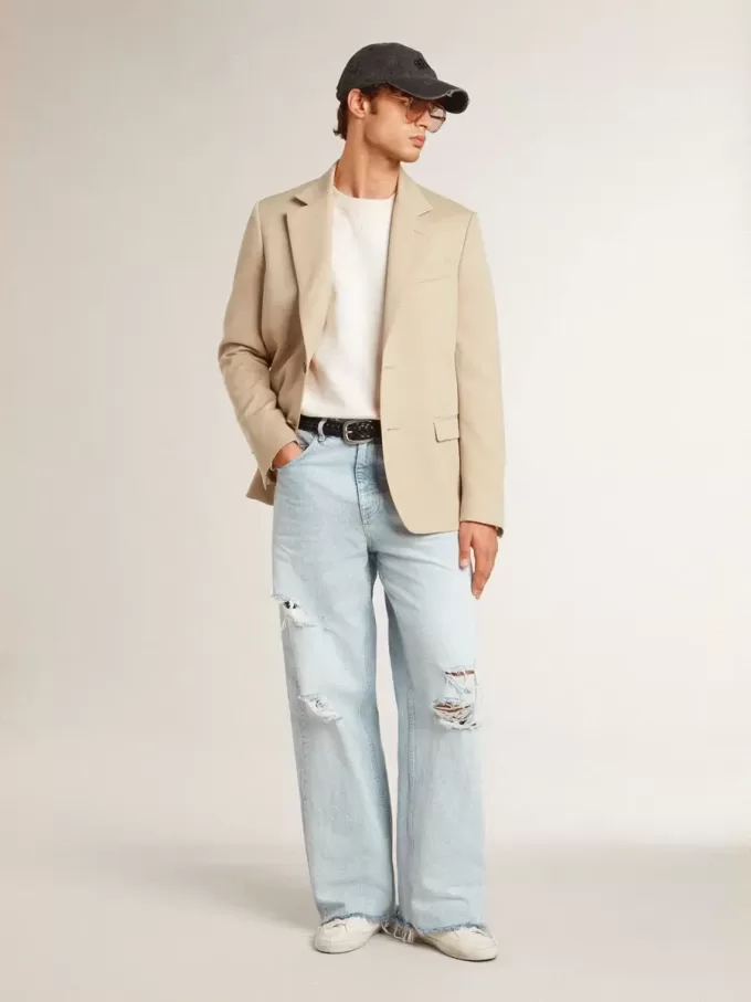 Sudadera para hombre en blanco desgastado con estampado Sudadera para hombre en blanco desgastado con estampado