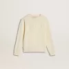 Sudadera para niña en color crema con letras bordadas Sudadera para niña en color crema con letras bordadas