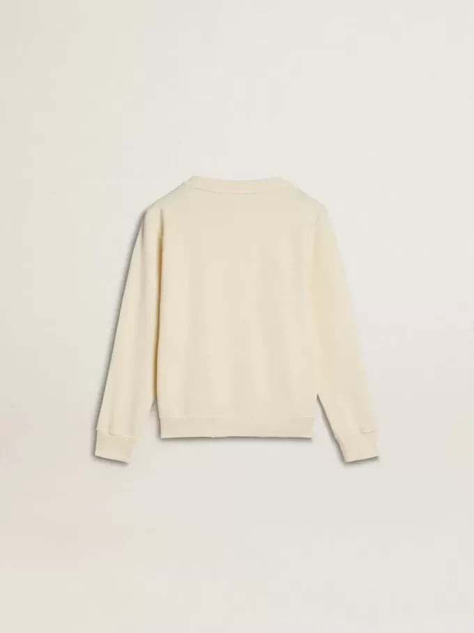 Sudadera para niña en color crema con letras bordadas Sudadera para niña en color crema con letras bordadas