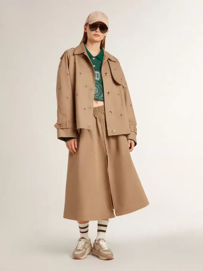Sudadera polo corta verde para mujer con estampado Sudadera polo corta verde para mujer con estampado