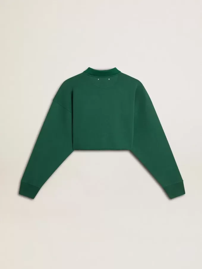 Sudadera polo corta verde para mujer con estampado Sudadera polo corta verde para mujer con estampado