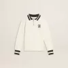 Sudadera polo infantil de algodón blanco con bordado en el pecho y estampado en la espalda