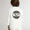 Sudadera polo infantil de algodón blanco con bordado en el pecho y estampado en la espalda