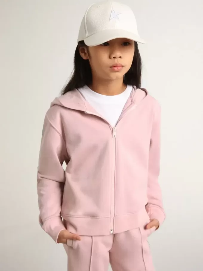 Sudadera rosa con capucha y estrellas plateadas brillantes Sudadera rosa con capucha y estrellas plateadas brillantes