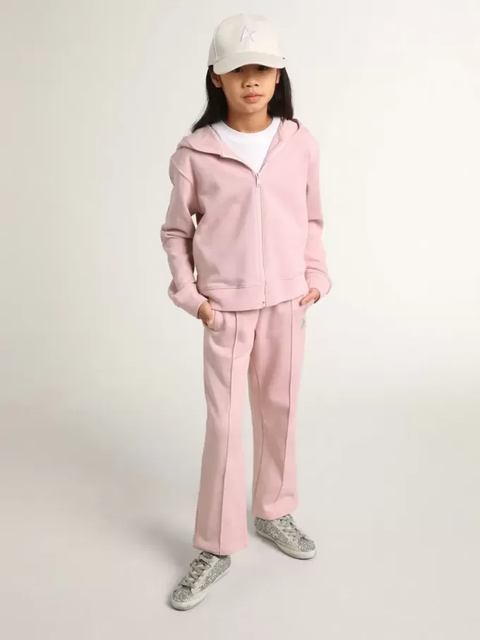 Sudadera rosa con capucha y estrellas plateadas brillantes Sudadera rosa con capucha y estrellas plateadas brillantes