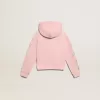 Sudadera rosa con capucha y estrellas plateadas brillantes Sudadera rosa con capucha y estrellas plateadas brillantes