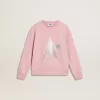 Sudadera rosa con estrella maxi en purpurina plateada en la parte delantera Sudadera rosa con estrella maxi en purpurina plateada en la parte delantera