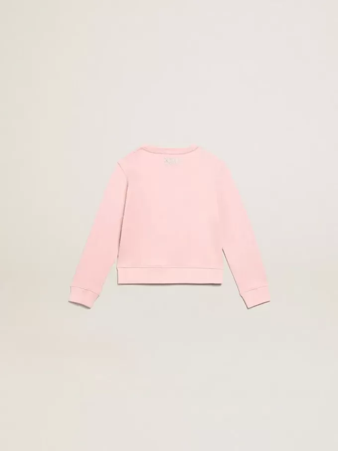 Sudadera rosa con estrella maxi en purpurina plateada en la parte delantera Sudadera rosa con estrella maxi en purpurina plateada en la parte delantera