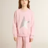 Sudadera rosa con estrella maxi en purpurina plateada en la parte delantera Sudadera rosa con estrella maxi en purpurina plateada en la parte delantera