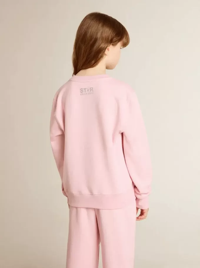 Sudadera rosa con estrella maxi en purpurina plateada en la parte delantera Sudadera rosa con estrella maxi en purpurina plateada en la parte delantera