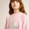 Sudadera rosa con estrella maxi en purpurina plateada en la parte delantera Sudadera rosa con estrella maxi en purpurina plateada en la parte delantera
