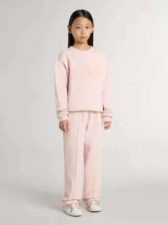 Sudadera rosa para niña con letras rosas en la parte delantera