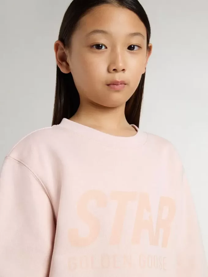 Sudadera rosa para niña con letras rosas en la parte delantera Sudadera rosa para niña con letras rosas en la parte delantera