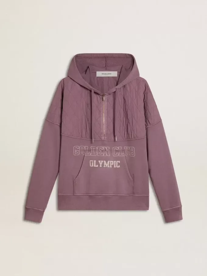 Sudadera unisex de algodón malva con estampado en la parte delantera Sudadera unisex de algodón malva con estampado en la parte delantera