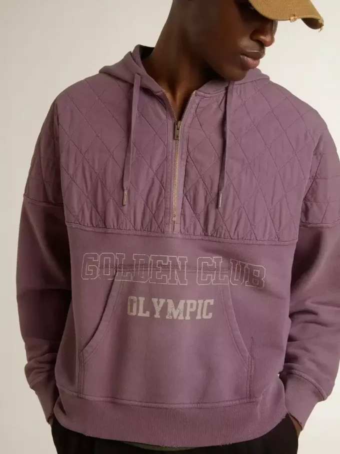 Sudadera unisex de algodón malva con estampado en la parte delantera Sudadera unisex de algodón malva con estampado en la parte delantera