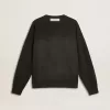 Sudadera unisex de algodón negro desgastado con logotipo bordado Sudadera unisex de algodón negro desgastado con logotipo bordado