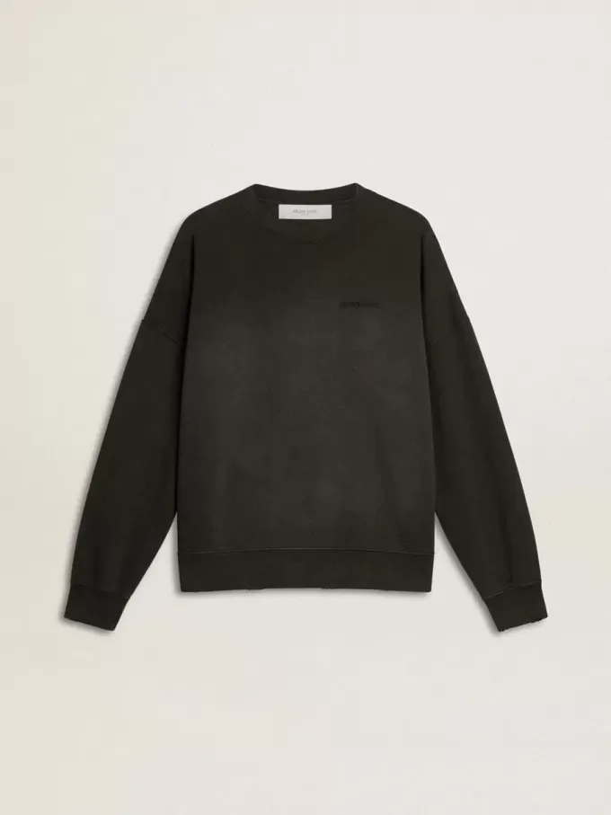 Sudadera unisex de algodón negro desgastado con logotipo bordado Sudadera unisex de algodón negro desgastado con logotipo bordado