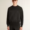 Sudadera unisex de algodón negro desgastado con logotipo bordado Sudadera unisex de algodón negro desgastado con logotipo bordado