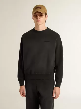 Sudadera unisex de algodón negro desgastado con logotipo bordado Sudadera unisex de algodón negro desgastado con logotipo bordado