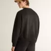 Sudadera unisex de algodón negro desgastado con logotipo bordado Sudadera unisex de algodón negro desgastado con logotipo bordado
