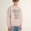 Sudadera unisex de cuello redondo en color rosa antiguo con estampado del logotipo en verde Sudadera unisex de cuello redondo en color rosa antiguo con estampado del logotipo en verde