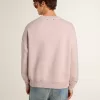 Sudadera unisex de cuello redondo en color rosa antiguo con estampado del logotipo en verde Sudadera unisex de cuello redondo en color rosa antiguo con estampado del logotipo en verde