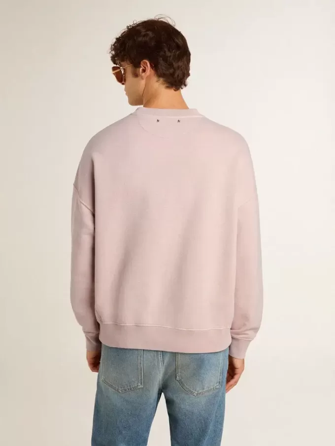 Sudadera unisex de cuello redondo en color rosa antiguo con estampado del logotipo en verde Sudadera unisex de cuello redondo en color rosa antiguo con estampado del logotipo en verde