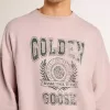 Sudadera unisex de cuello redondo en color rosa antiguo con estampado del logotipo en verde Sudadera unisex de cuello redondo en color rosa antiguo con estampado del logotipo en verde