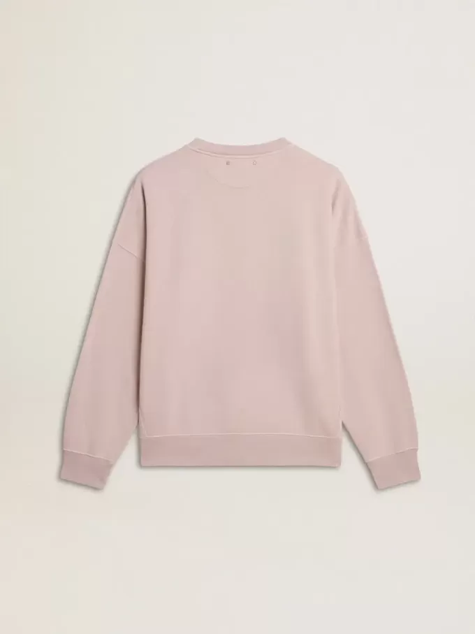 Sudadera unisex de cuello redondo en color rosa antiguo con estampado del logotipo en verde Sudadera unisex de cuello redondo en color rosa antiguo con estampado del logotipo en verde