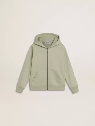 Sudadera verde claro con cierre de cremallera