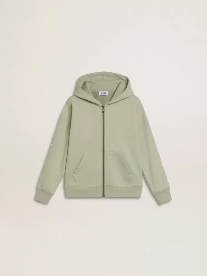 Sudadera verde claro con cierre de cremallera Sudadera verde claro con cierre de cremallera