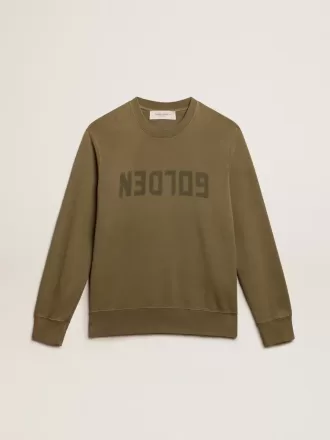 Sudadera verde oliva para hombre con letras doradas Sudadera verde oliva para hombre con letras doradas