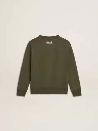 Sudadera verde oscuro para niño con una estrella maxi blanca en la parte delantera Sudadera verde oscuro para niño con una estrella maxi blanca en la parte delantera