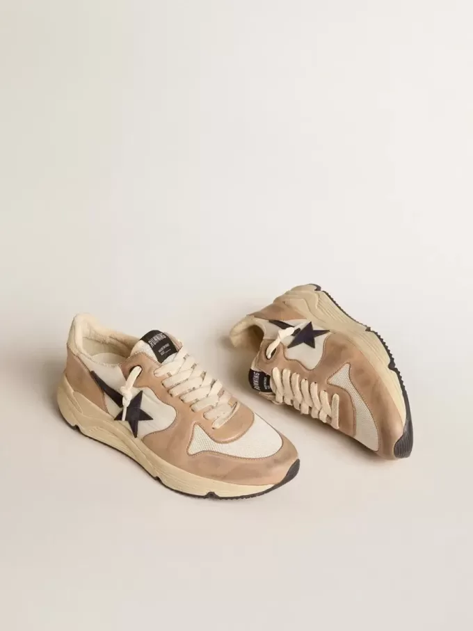 Suela de nylon y nubuck con estrella de ante azul oscuro Suela de nylon y nubuck con estrella de ante azul oscuro