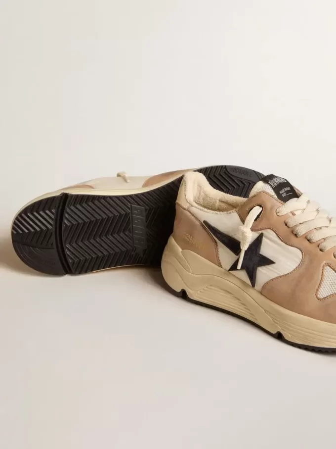 Suela de nylon y nubuck con estrella de ante azul oscuro Suela de nylon y nubuck con estrella de ante azul oscuro