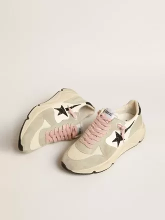 Suela Running con inserciones de ante gris y estrella negra brillante Suela Running con inserciones de ante gris y estrella negra brillante