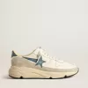 Suela Running en napa con estrella de cuero azul e inserción de ante Suela Running en napa con estrella de cuero azul e inserción de ante