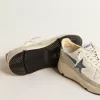 Suela Running en napa con estrella de cuero azul e inserción de ante Suela Running en napa con estrella de cuero azul e inserción de ante