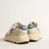 Suela Running en napa con estrella de cuero azul e inserción de ante Suela Running en napa con estrella de cuero azul e inserción de ante