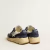 Suela Running Sole en malla color crema y piel azul con estrella de piel blanca Suela Running Sole en malla color crema y piel azul con estrella de piel blanca