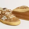 Super-Star en ante beige y piel de oveja con estrella de cuero metalizado Super-Star en ante beige y piel de oveja con estrella de cuero metalizado