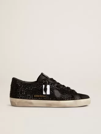 Super-Star en ante negro con cristales Swarovski y estrella de ante negro