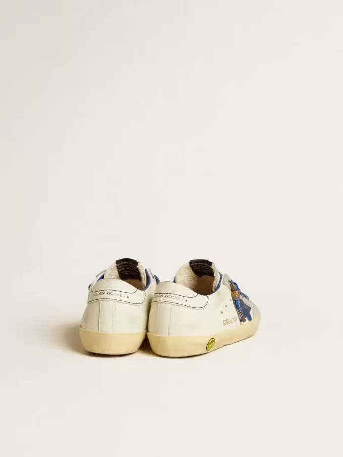 Super-Star Junior con estrella de piel azul e inserciones de ante gris hielo