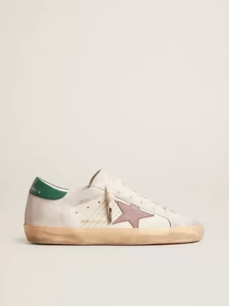 Super-Star LTD en ante con estrella de cuero rosa y lengüeta verde en el talón Super-Star LTD en ante con estrella de cuero rosa y lengüeta verde en el talón