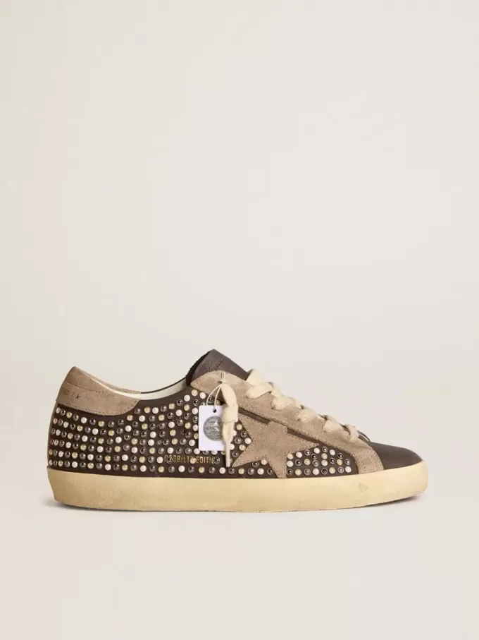 Super-Star LTD en nubuck gris con perlas Swarovski y estrella de ante Super-Star LTD en nubuck gris con perlas Swarovski y estrella de ante