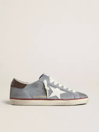 Super-Star LTD en piel nobuk azul claro con estrella de piel blanca y lengüeta del talón de piel marrón