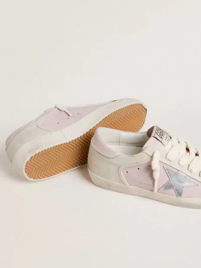 Super-Star LTD en piel rosa con estrella plateada laminada y lengüeta del talón en piel rosa Super-Star LTD en piel rosa con estrella plateada laminada y lengüeta del talón en piel rosa