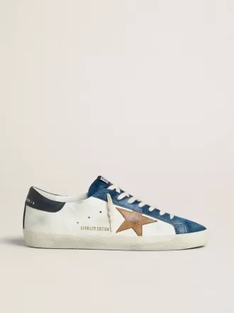 Super-Star LTD para hombre con estrella de piel con estampado de cocodrilo en color tabaco y lengüeta del talón de piel negra