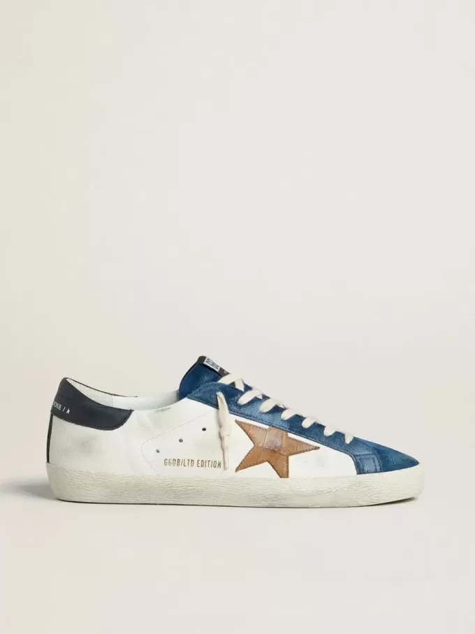 Super-Star LTD para hombre con estrella de piel con estampado de cocodrilo en color tabaco y lengüeta del talón de piel negra Super-Star LTD para hombre con estrella de piel con estampado de cocodrilo en color tabaco y lengüeta del talón de piel negra